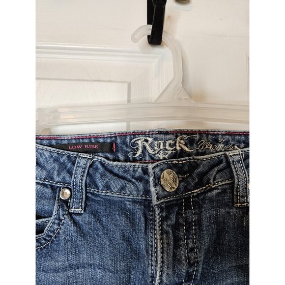 Rock 47 Wrangler Low Rise bootcut Jeans Womens  JUNIORS 7 x 32 Wngs - Picture 3 of 7